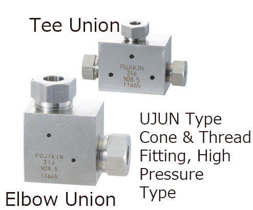 Tee Union UJUN Type Cone and Thread Fitting, High Pressure Elbow Union